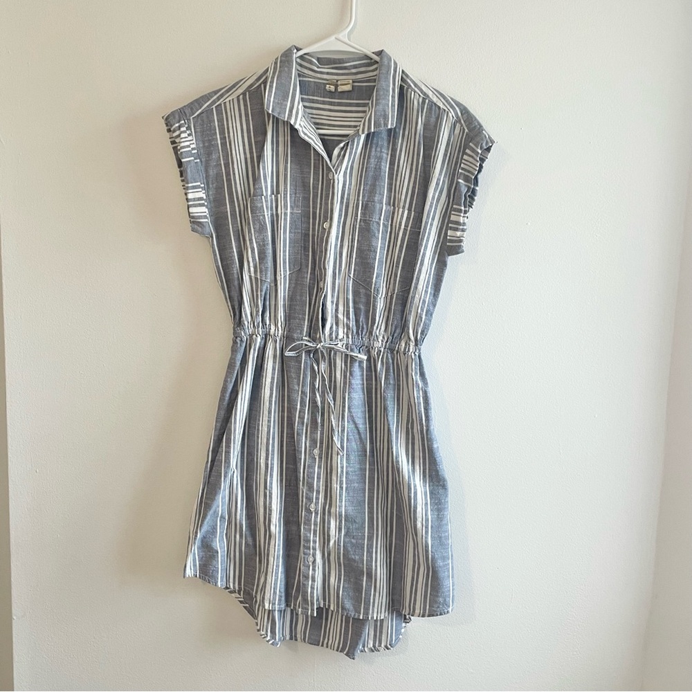 Japna Striped Button Front Mini Dress